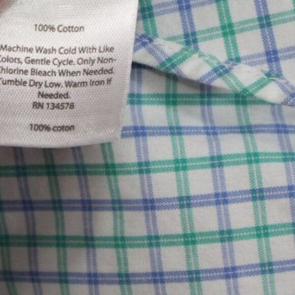 Vineyard Vines Classic Fit Murray Long Sleeve Shirt Mens M Green/Blue Plaid 100% - Picture 5 of 8